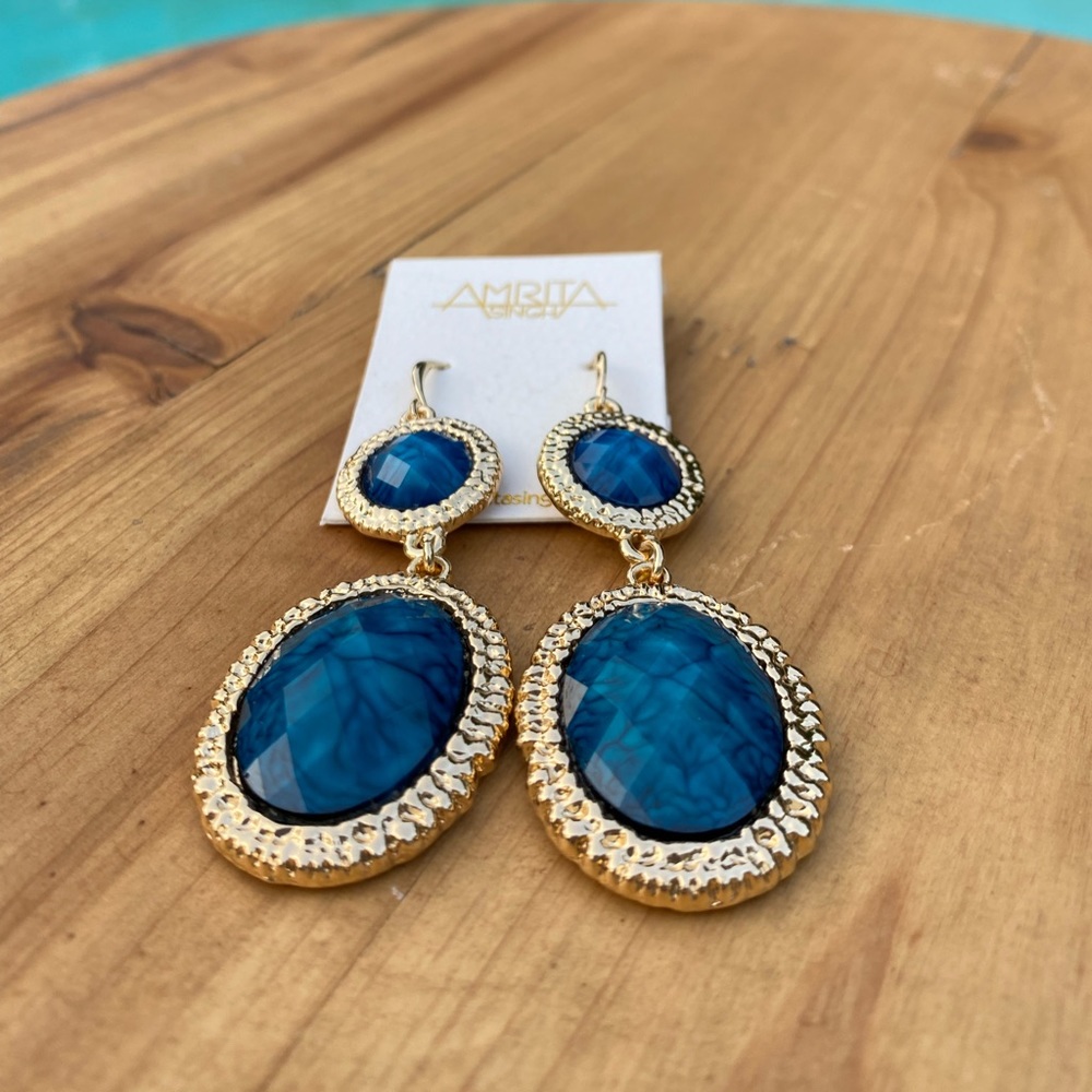 Amrita Singh NWT Blue & Goldtone Drop Earrings